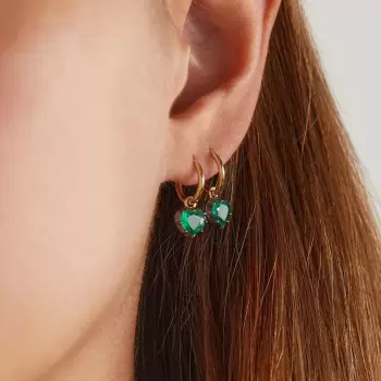 4ctw Two Tone Heart Cut Emerald Dainty Earrings