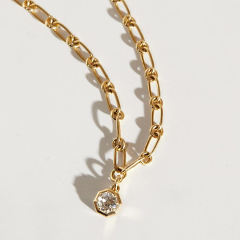 3.8ct Round Cut Pendant Chain Link Necklace