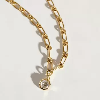 3.8ct Round Cut Pendant Chain Link Necklace