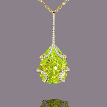 10.2ct Pear Cut Peridot Pendant Necklace