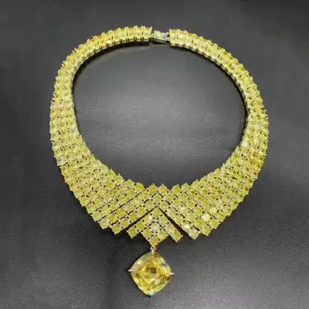 Cushion Cut Yellow Sapphire Statement Choker Necklace