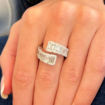 13.5CTW Emerald Cut White Sapphire Wedding Band