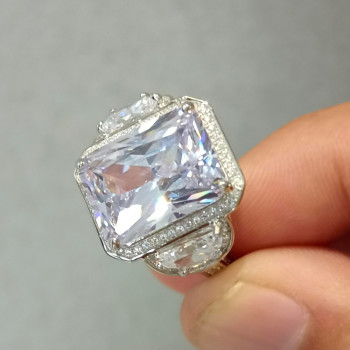 6ct Radiant Cut White Sapphire Engagement Ring