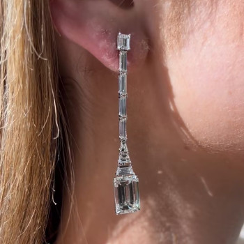 13ctw Emerald Cut White Sapphire Drop Earrings
