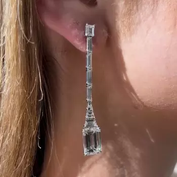 13ctw Emerald Cut White Sapphire Drop Earrings