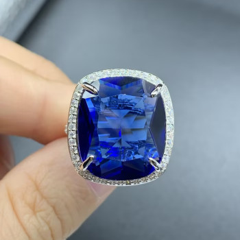 15ct Cushion Cut Sapphire Halo Engagement Ring