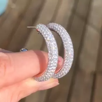 6ctw White Sapphire Paved Classic Arc Hoop Earrings