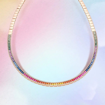 20ctw Rainbow Sapphire Tennis Necklace
