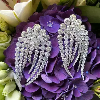 22ctw Round Cut Fringe Chandelier Earrings