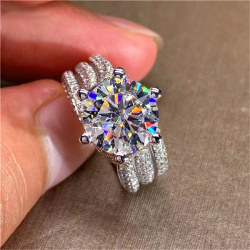 3.8ct Round Cut White Sapphire Engagement Ring