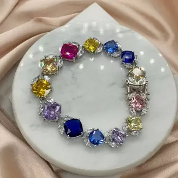 75ctw Multi-color Sapphire Statement Bracelet