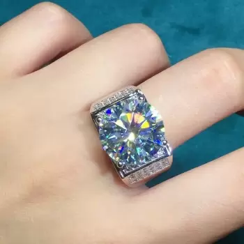12ct Round Cut White Sapphire Bold Men's Ring