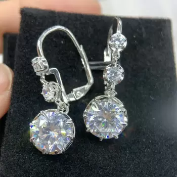 6ctw Round Cut Art-deco Drop Earrings