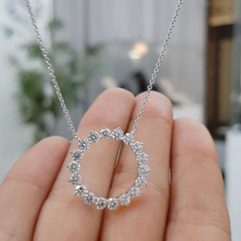Lab-Created Diamond Circle Pendant Necklace