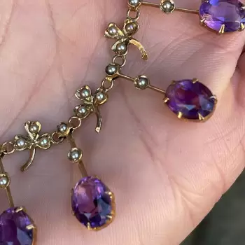 Oval Cut Amethyst Sapphire Necklace in Gold