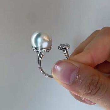 10mm White Pearl Free Open Ring
