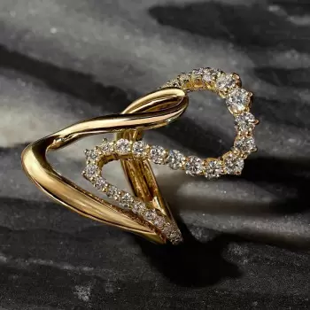 Round Cut White Sapphire Modern Wave Ring