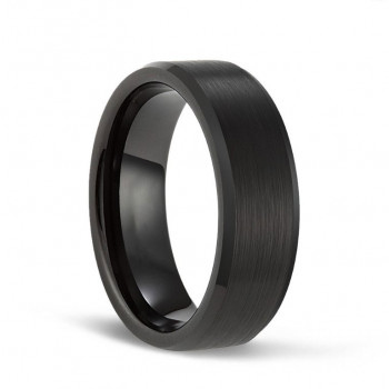 Black Tungsten Wedding Bands with Matte Brushed for Men