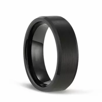 Black Tungsten Wedding Bands with Matte Brushed for Men