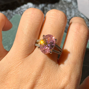 5ct Oval Cut Pink Sapphire Split Shank Engagement Ring