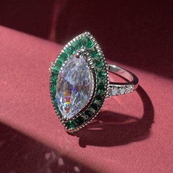 3ct Marquise Cut White Sapphire Vintage Engagement Ring  