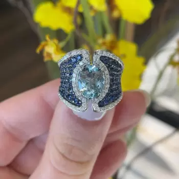4ct Oval Cut Aquamarine Vintage Cocktail Ring