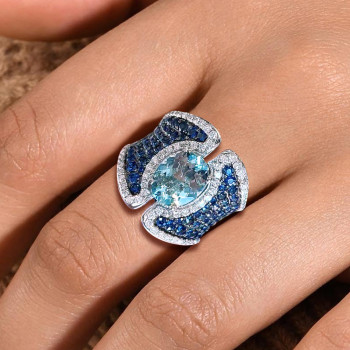 4ct Oval Cut Aquamarine Vintage Cocktail Ring
