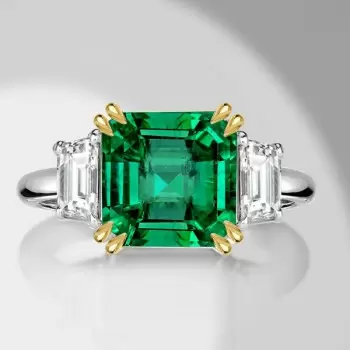 5ct Asscher Cut Emerald Three-stone Engagement Ring