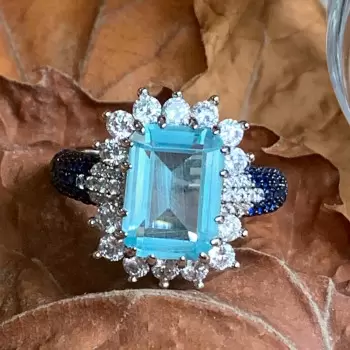 8.4ct Emerald Cut Aquamarine Cocktail Ring