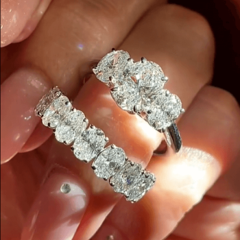 10ctw Oval Cut White Sapphire Wedding Ring Set