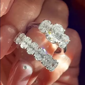 10ctw Oval Cut White Sapphire Wedding Ring Set