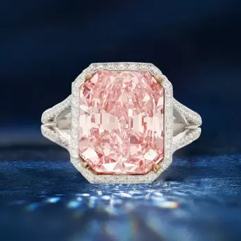 6.7ct Radiant Cut Pink Sapphire Halo Engagement Ring