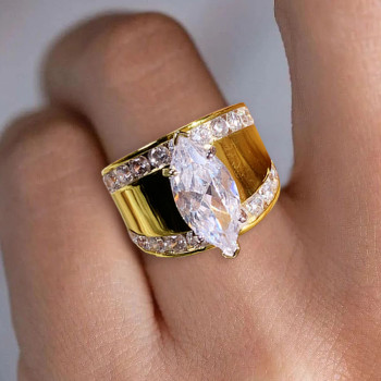3.5ct Vintage Marquise Cut White Sapphire Engagement Ring
