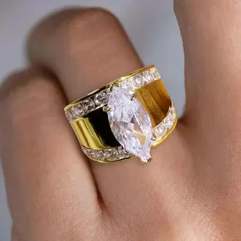 3.5ct Vintage Marquise Cut White Sapphire Engagement Ring