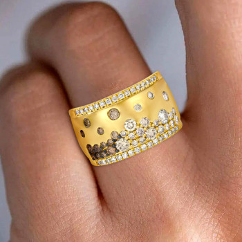 4ctw Flush Set Brown and White Sapphire Starry Band Ring