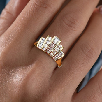 1.6ctw Baguette Cut White Sapphire V-Shape Band Ring