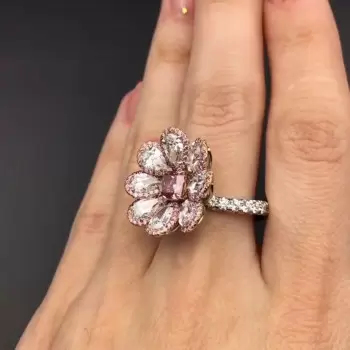 5.7ctw Halo Princess Cut Pink Sapphire Daisy Ring