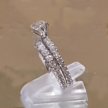 2ct Round Cut White Sapphire 2pcs Bridal Set