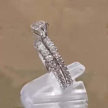 2ct Round Cut White Sapphire 2pcs Bridal Set