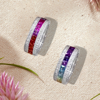 3.55ctw Princess Cut Multi-colored Sapphire Eternity Band