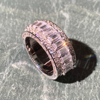 6.55ct Emerald Cut White Sapphire Eternity Band for Men
