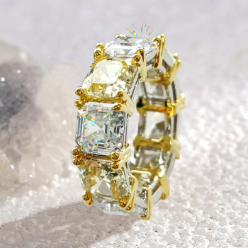15ctw Asscher Cut Two Tone Eternity Ring