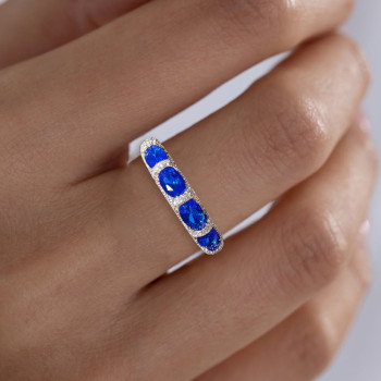 2.25ct Oval Cut Blue Sapphire  Eternity Band