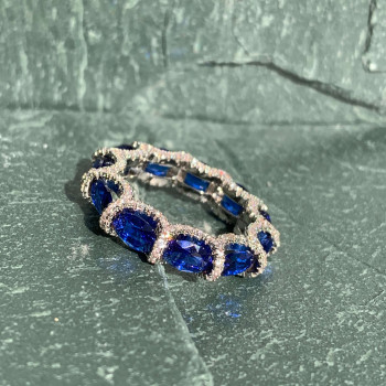 2.25ct Oval Cut Blue Sapphire Eternity Band