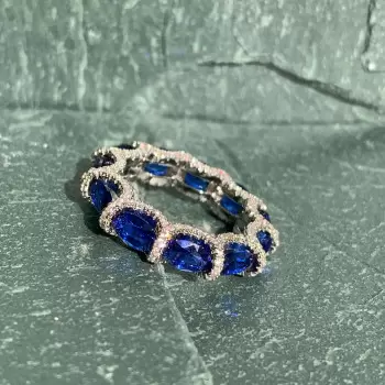 2.25ct Oval Cut Blue Sapphire  Eternity Band