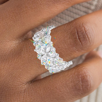 5.35ctw Marquise&Round Cut White Sapphire Eternity Band