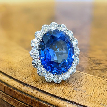9.3ct Oval Cut Blue Sapphire Engagement Ring