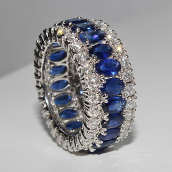 8ctw Oval Cut Blue Sapphire Three-row Eternity Band