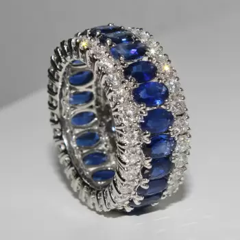 8ctw Oval Cut Blue Sapphire Three-row Eternity Band