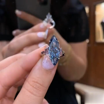 Fancy Vivid Blue Marquise-cut Sapphire Ring
